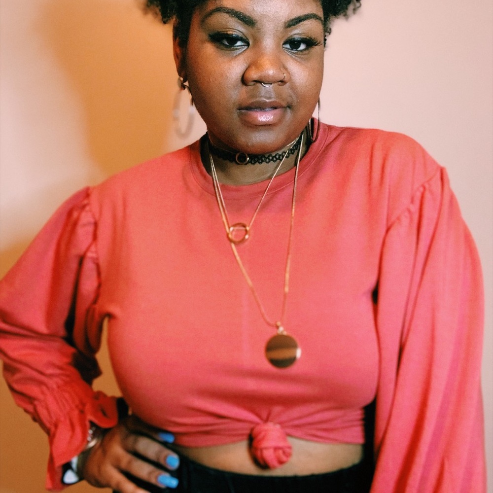 Coral ruffled sleeve top